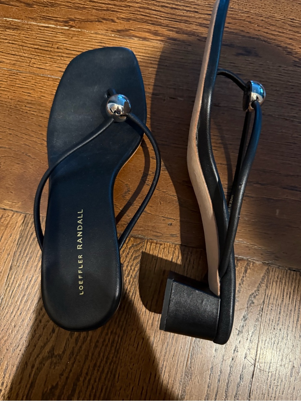 Loeffler Randall Black Leather Thong Sandals